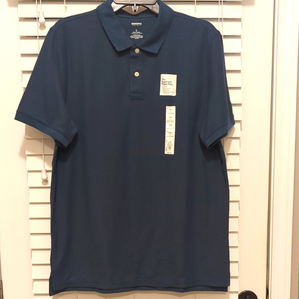 NWT L Sonoma Short Sleeve The Supersoft Pique Polo Color: Deep Teal